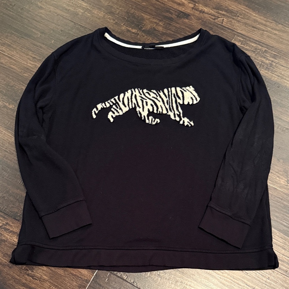 Jane and Delancey Black Sweater with Zebra Motif